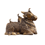 Carved Pure Brass Nandi Matte Gold Art Three Shiv Lings - Sacred Trinity | Jaipurio